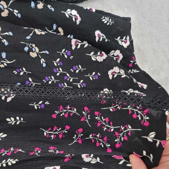 Lane Bryant Womens Floral Black Blouse 14/16 Rayon Long Sleeve JCT - Picture 8 of 9